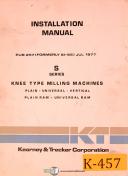 Kearney & Trecker S Series, Knee Type Milling Machine, Installation Manual 1977